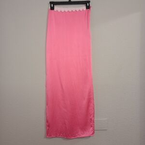 munelle de vie hand made crochet heart detail washable silk maxi skirt